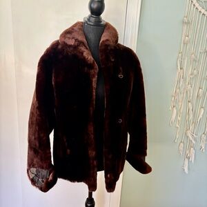 Luxurious Vintage Brown Faux Fur Coat